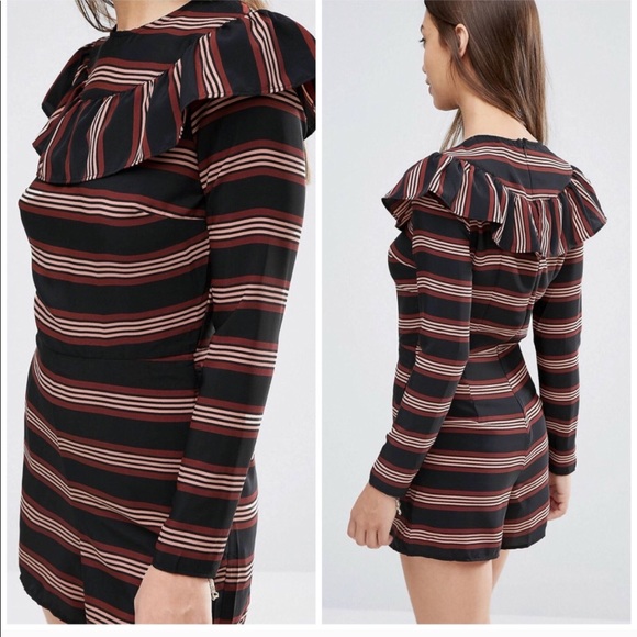 Asos ruffle stripe romper jumpsuit - Picture 2 of 2